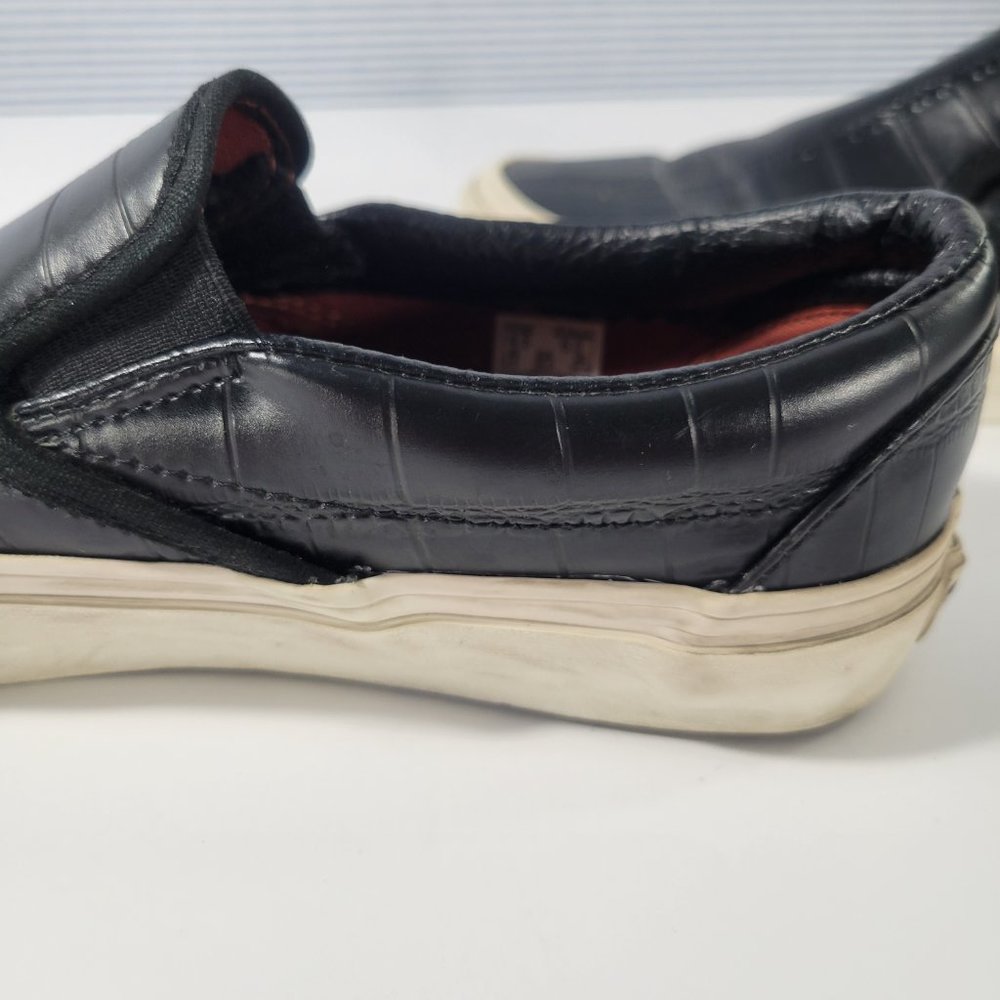 Vans Black Croc Embossed Leather Slip Ons Unisex Women's Size 6, Men's Size 4.5 - Picture 11 of 11